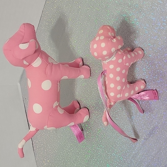 PINK Victoria's Secret Other - RARE HTF Pink Polka Dot Mini Dog Christmas Ornament Display Prop